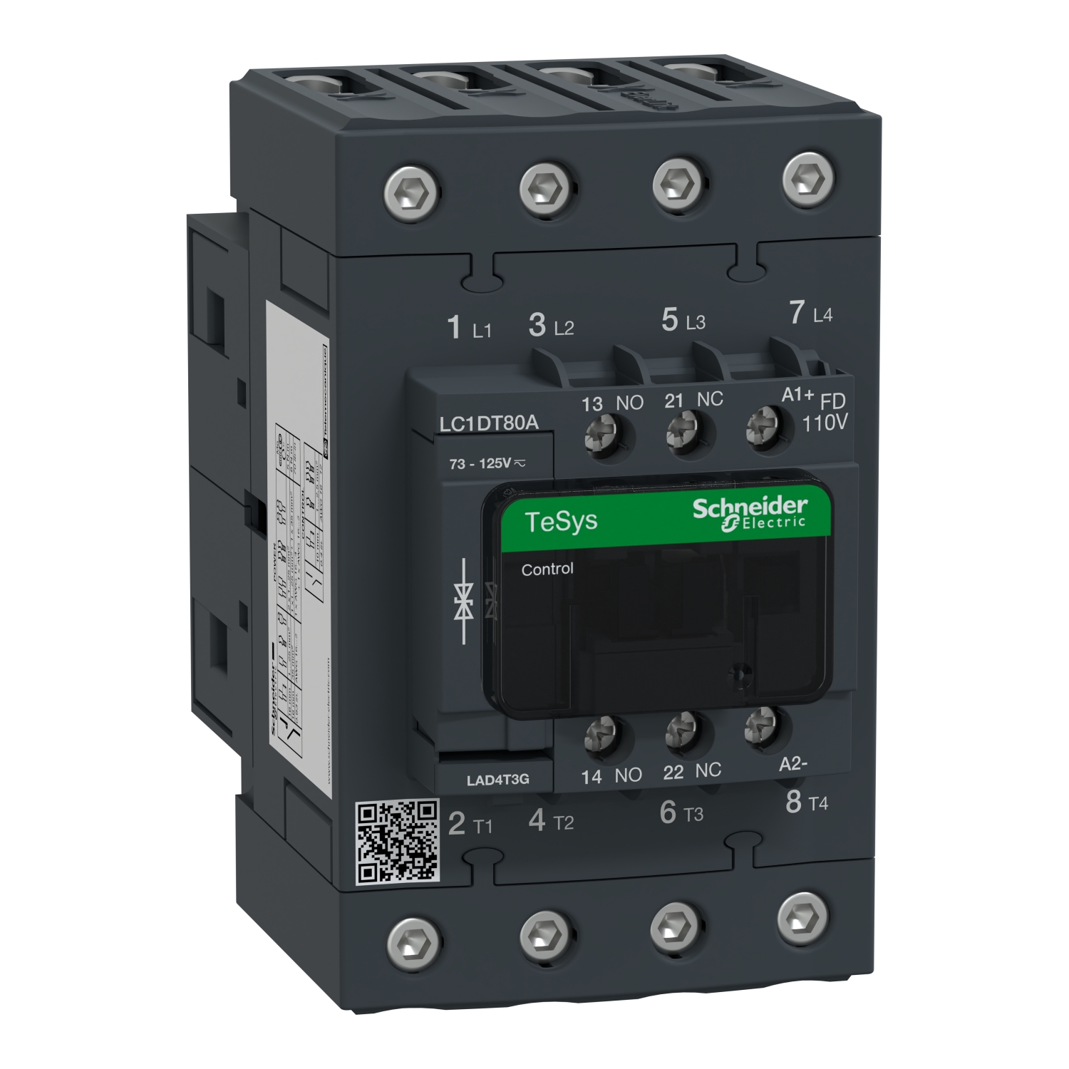 Schneider Electric Tesys D Kontaktör - 4P(4 Na) - Ac-1 - <Lt/>= 440 V 80 A - 110 V Dc Standart Bobin
