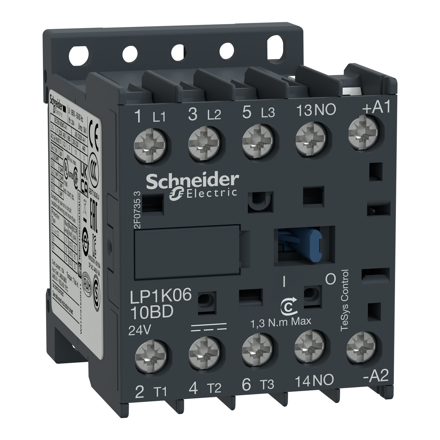 Schneider Electric Tesys K Kontaktör 3P 9A Ac3 24Vdc 1Na
