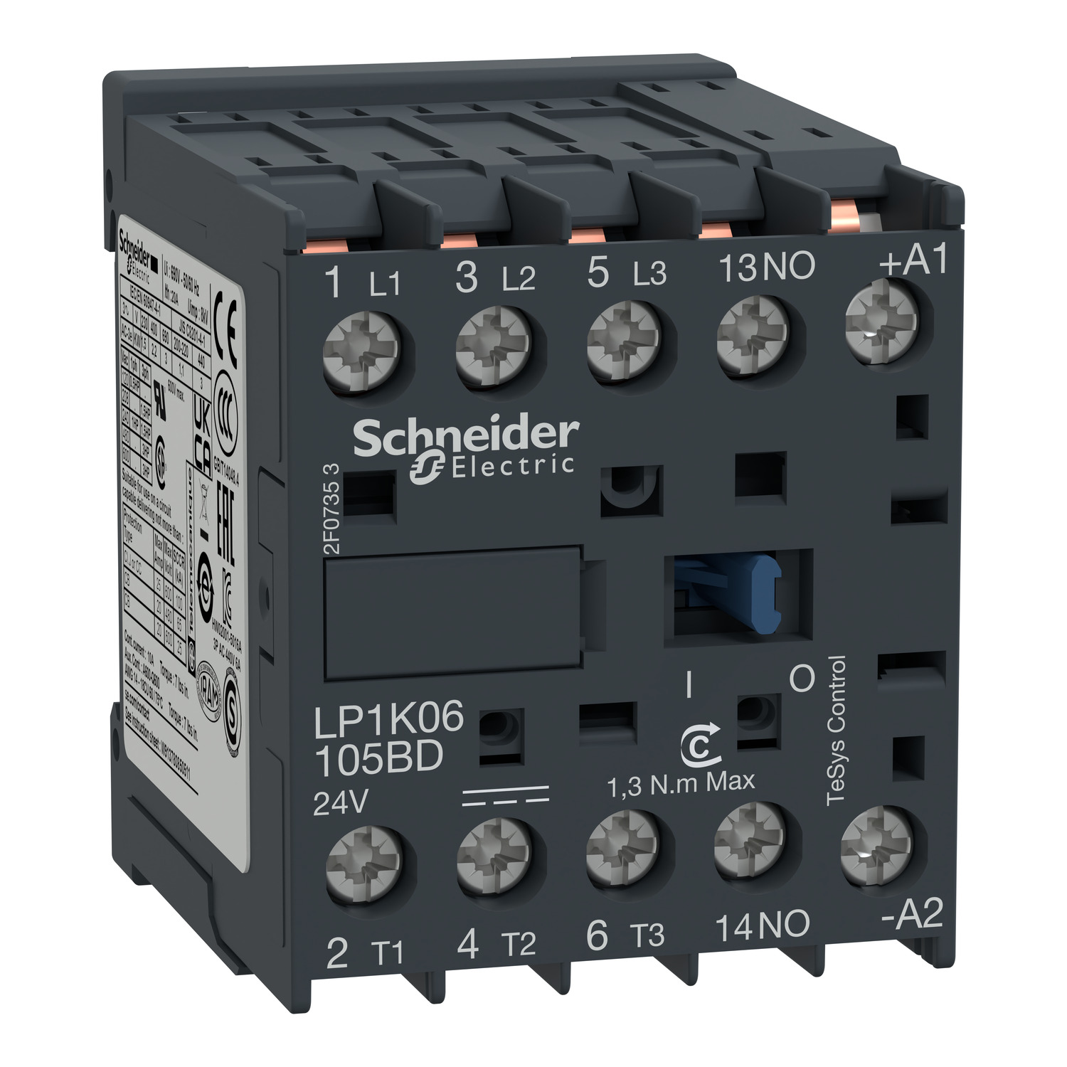 Schneider Electric Tesys K Kontaktör - 3P(3 Na) - Ac-3 - <= 440 V 12 A - 24 V Dc Bobin