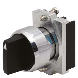 Actuator knob, L-R 22 mm metal shiny round selector switch 2 switch positions L-R 90DEG, V position momentary contact type non-