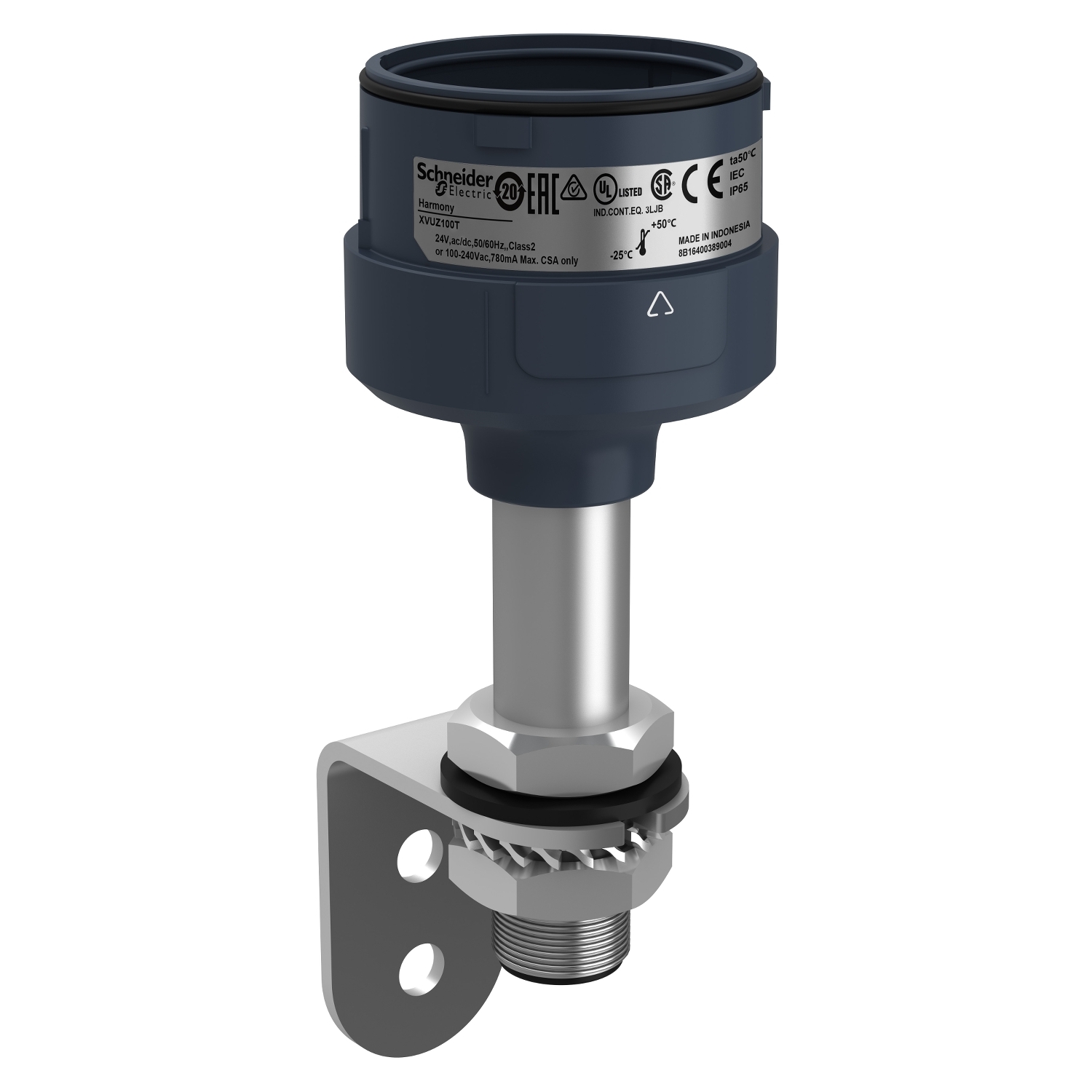 Schneider Electric Harmony XVU, Modüler kule ışıkları için 100 mm alüminyum direkli metal braket, siyah, Ø60