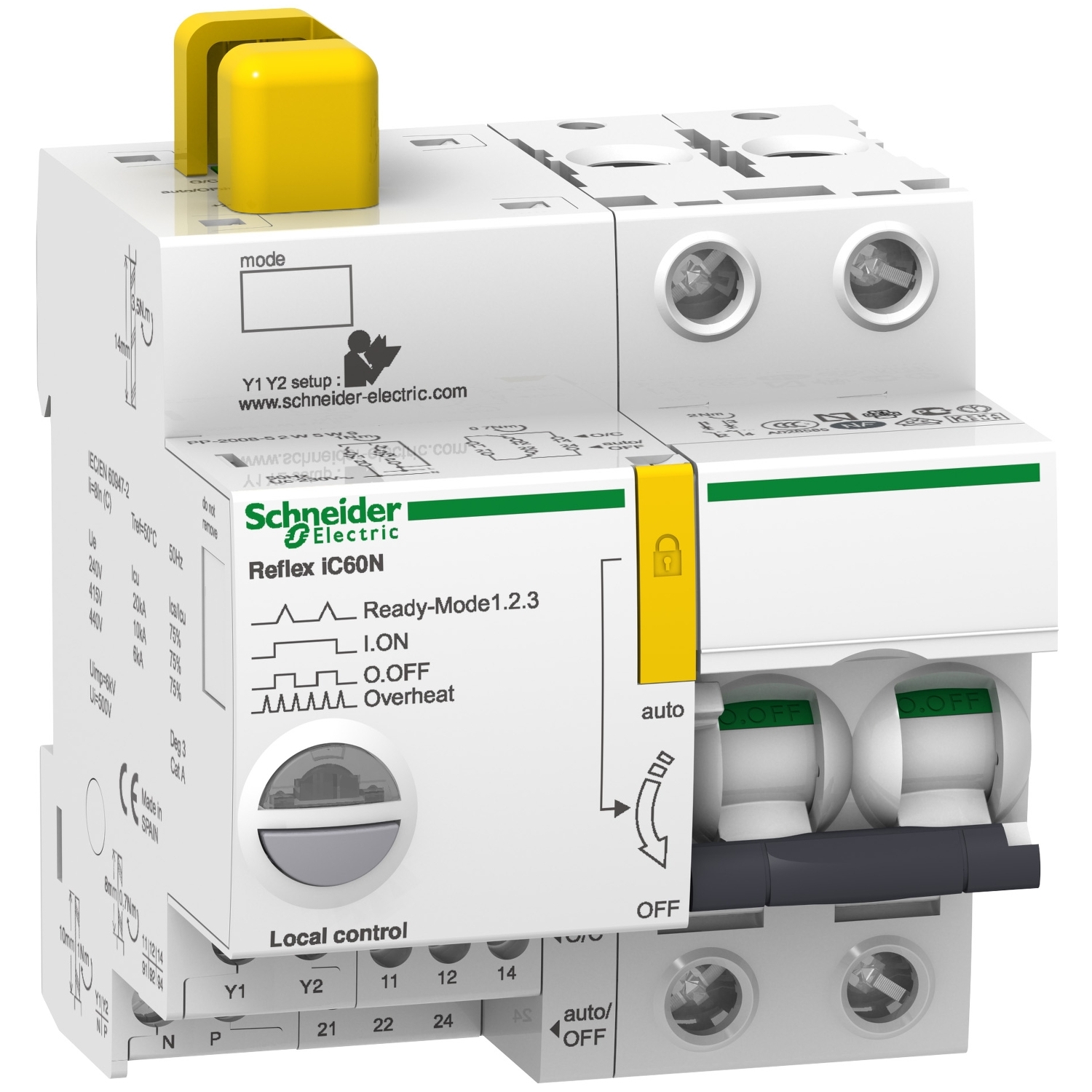 Schneider Electric Reflex İc60N Ti24 16 A 2P Eğri C Entegre Kontrol Mcb