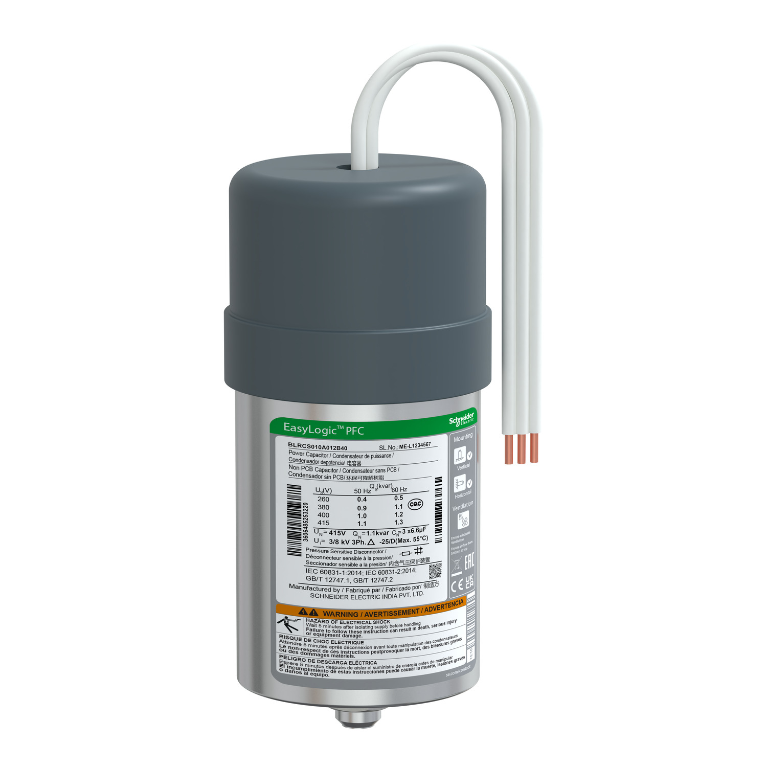 Schneider Electric Easycan Kapasitör - 1/1,2 Kvar - 400 V - 50/60Hz