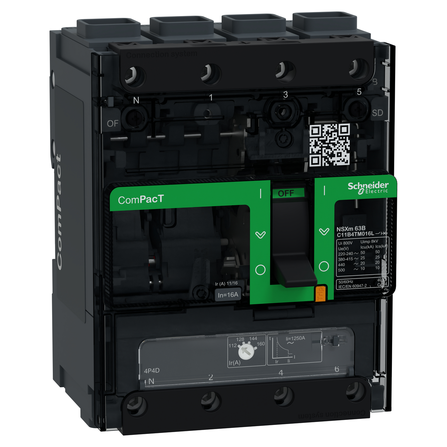 Schneider Electric Compact Şalter Nsxm100B 25Ka Ac 4P4D 16A Tmd Elınk