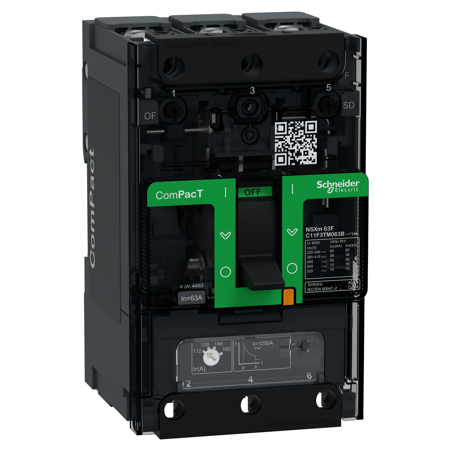 Schneider Electric Compact Şalter Nsxm100F 36Ka Ac 3P 63A Tmd Busbar
