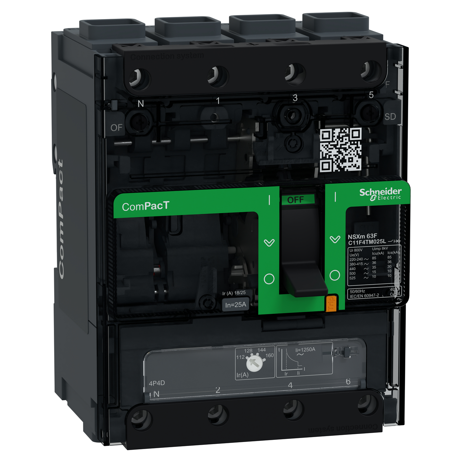 Schneider Electric Compact Şalter Nsxm100F 36Ka Ac 4P4D 25A Tmd Elınk