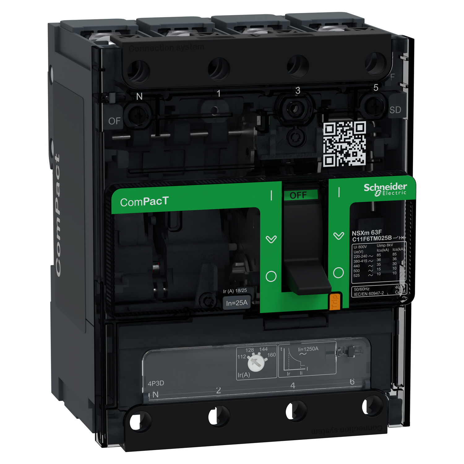 Schneider Electric Compact Şalter Nsxm100F 36Ka Ac 4P3D 25A Tmd Busbar