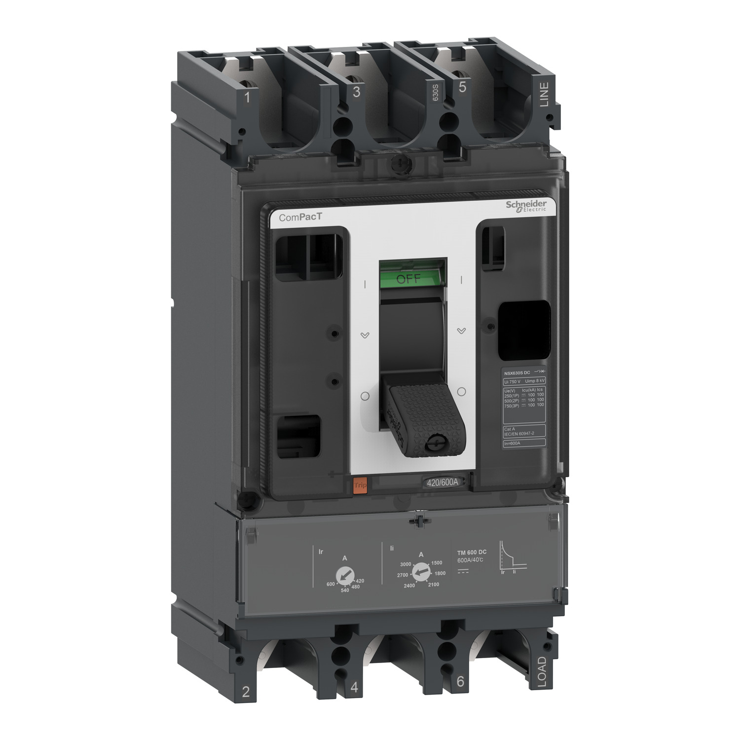 Schneider Electric Compact Şalter Nsx630S 100Ka Dc 3P 500A Tmd