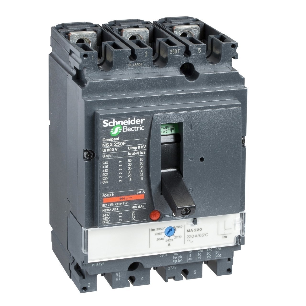 LV431756 Kompakt  Motor Koruma Şalteri NSX250H - MA - 220 A - 3 kutup 3d - 110kW