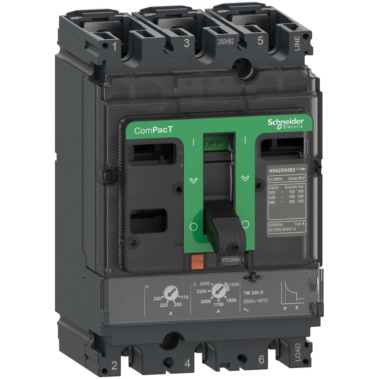 Schneider Elektrik C10N3TM025 -NSX100N Termik manyetik korumalı 25A 3 Kutup 380V AC-50kA Kompakt Şalter ( Eski Muadil Ürün Referans Kodu : LV429846 )