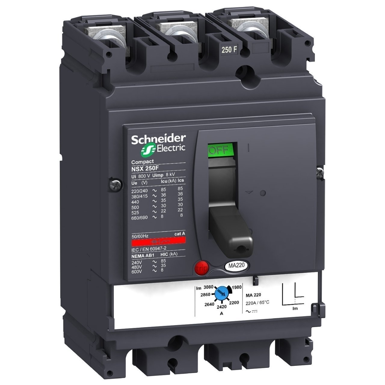 Schneider Elektrik  LV431748 Kompakt  Motor Koruma Şalteri NSX250F - MA - 220 A - 3 kutup 3d - 110kW