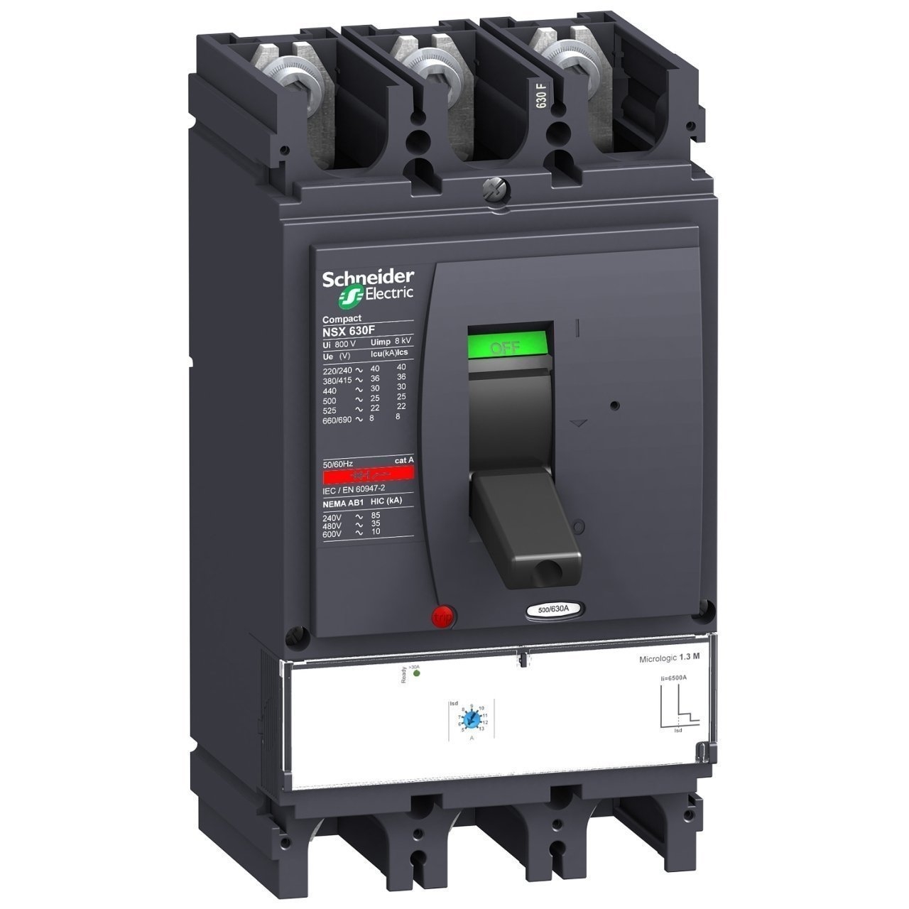 Schneider Elektrik  LV432950 Kompakt  Motor Koruma Şalteri NSX630H - Micrologic 1.3 M - 500A - 3 kutup 3d - 250kW