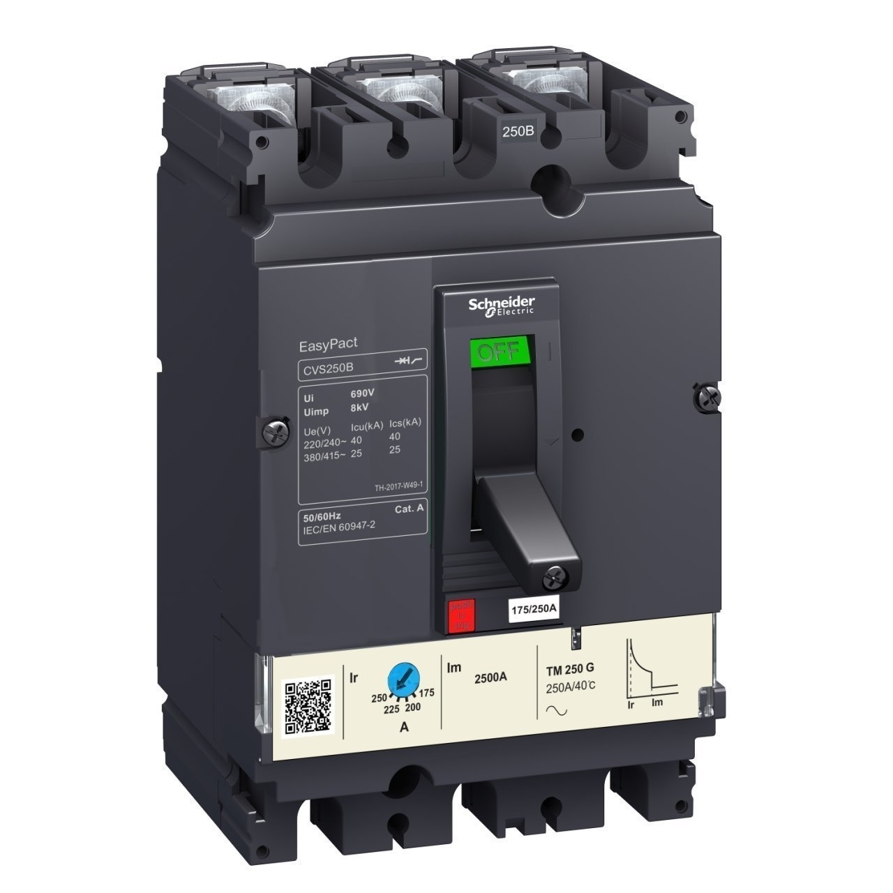 Schneider Elektrik  LV438266-NSX DC 320F Termik Manyetik Korumalı 320A 3 Kutup 750V DC-36kA Kompakt Şalter (Yeni Muadil Ürün Referans Kodu : C40F3TM320D)