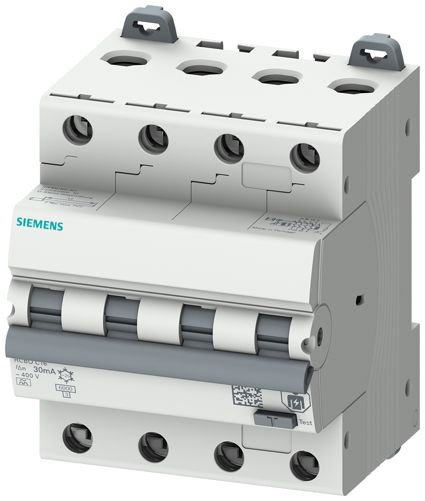 Siemens-5SU1346-6FP32-RCBO, 6 kA, 4P Type A, 30 mA, B-Char, In: 32A Un: 400V