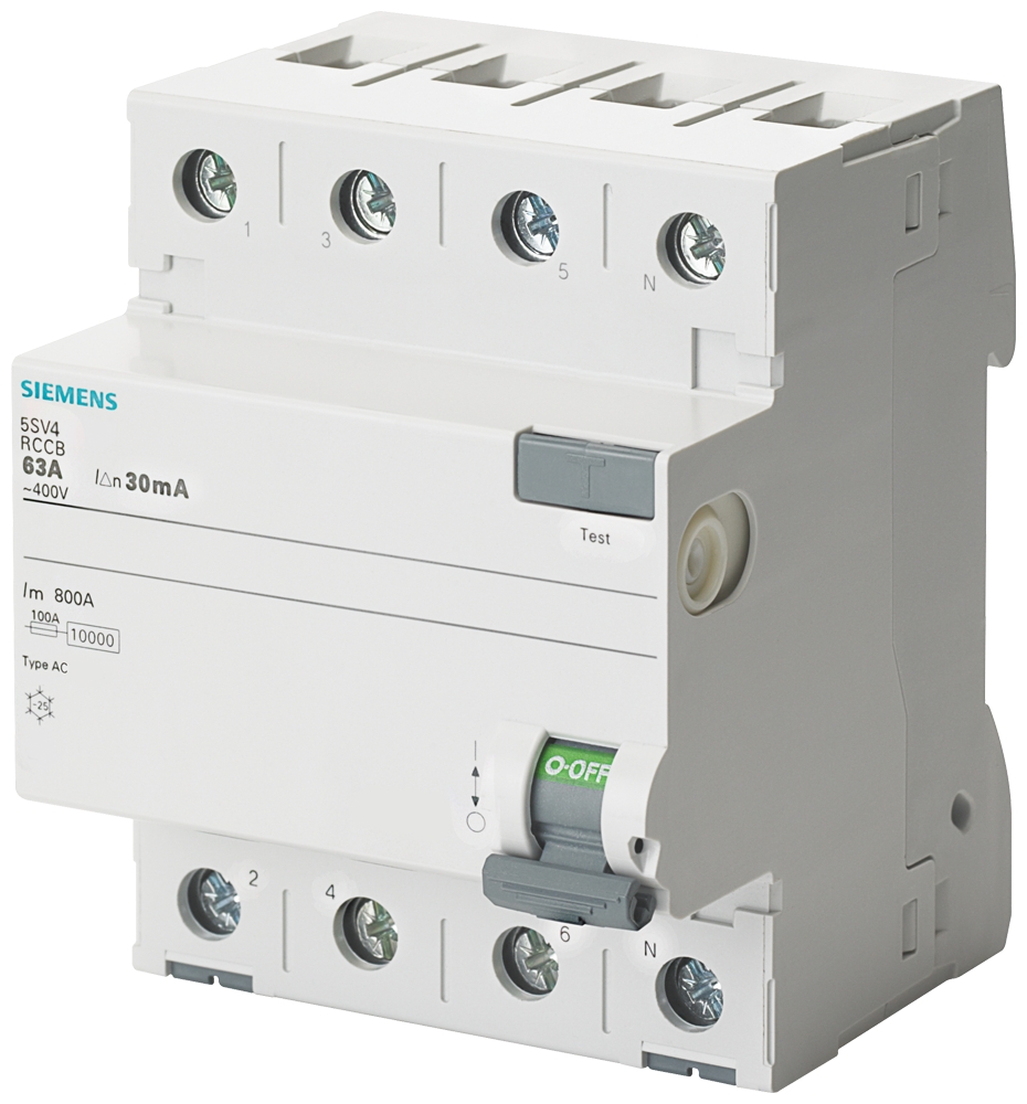 Siemens-5SV4347-0-HATA AKIMI KORUMA ANAHTARI-FI (KAÇAK AKIM KORUMA RÖLESİ); 80A; 400V; 30mA; TRİFAZE; 3FAZ+NÖTR; 70mm