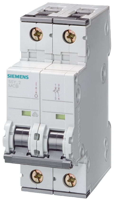 Siemens-5SY5220-7-20A; 2 FAZLI; DC ANAHTARLI OTOMATİK SİGORTA; 10kA; C TİPİ; YAVAŞ KARAKTERLİ