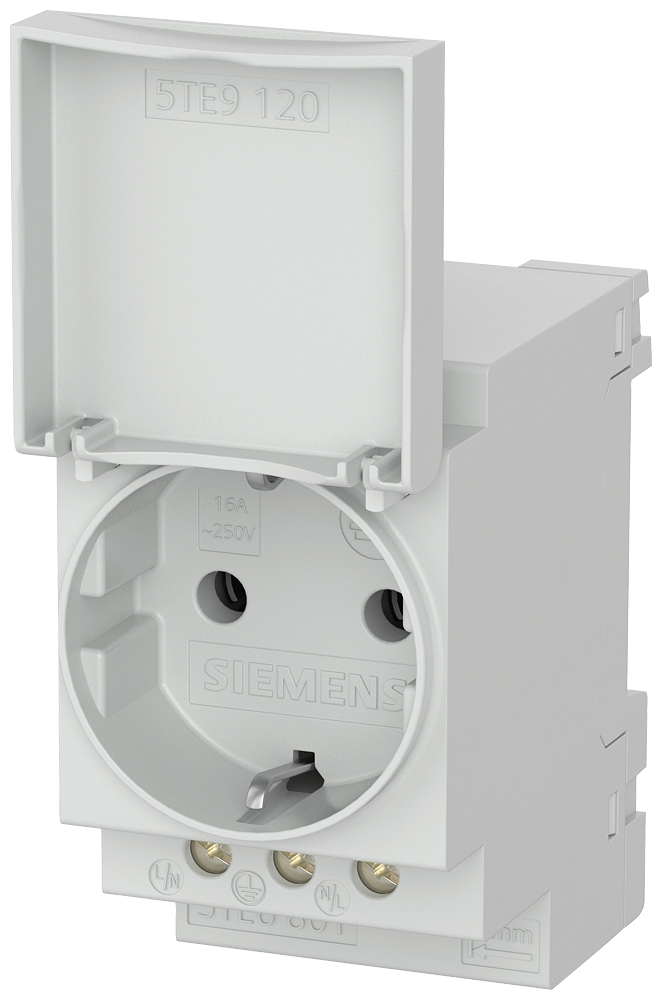 Siemens-5TE6801->N< KAPAKLI TOPRAKLI PRİZ; RAYA MONTAJA UYGUN; 230V; 16A